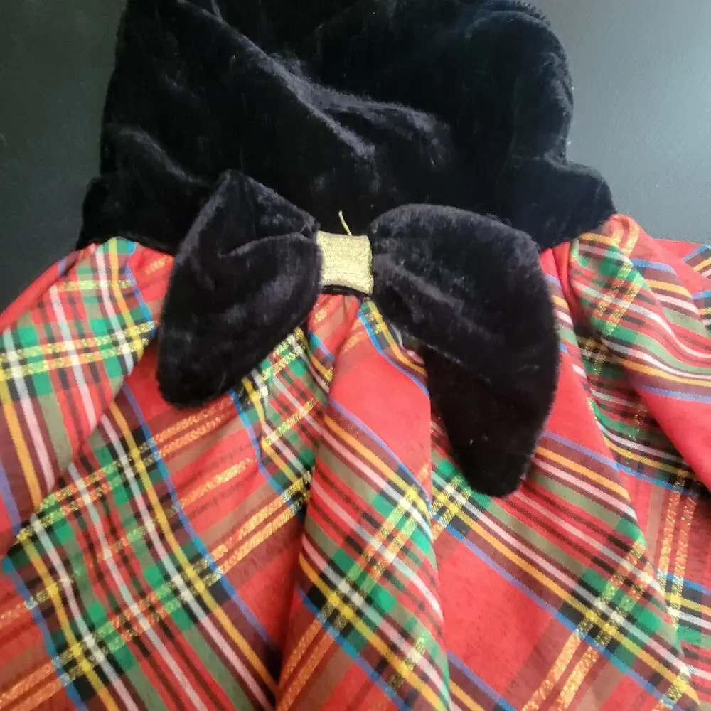 2 Christmas Holiday Party Dog Dress Red Black Sequin Velvet Bows Size‎ Small